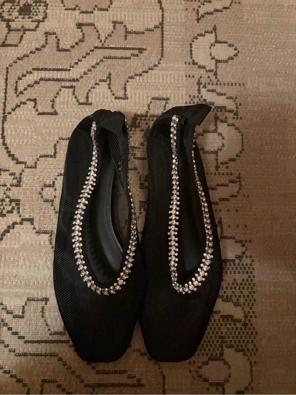 J.Crew Quinn rhinestone-embellished ballet flats in mesh
